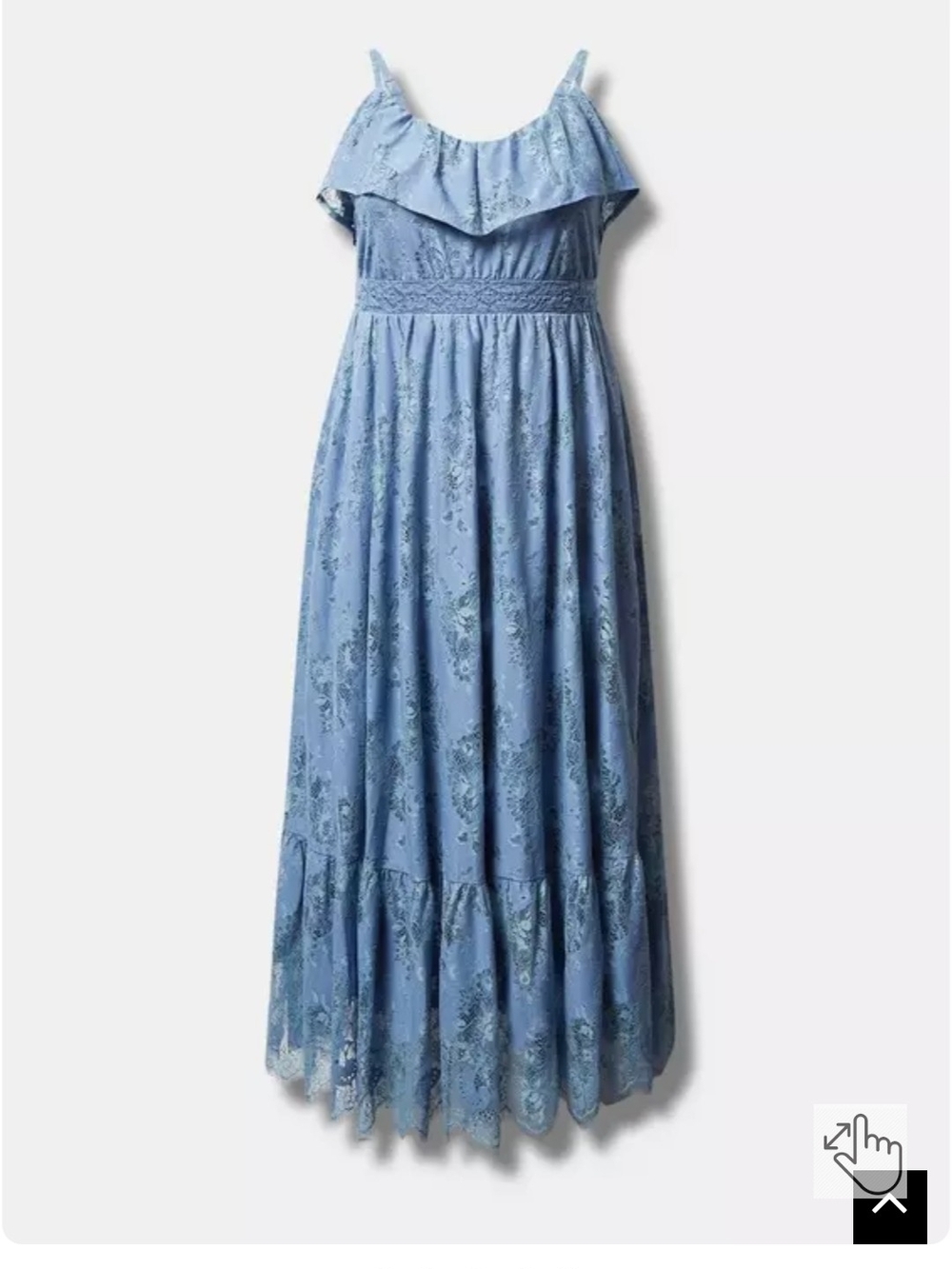 TORRID Light Blue Floral Ruffle Strap Maxi Dress